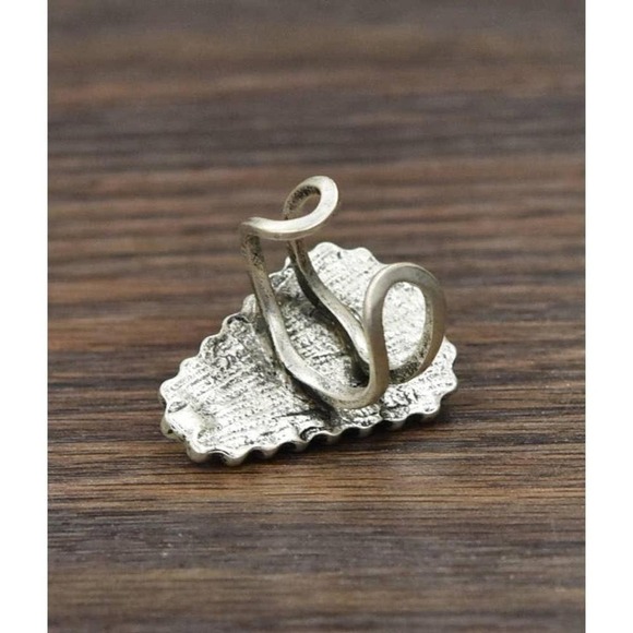 Turquoise Adjustable Statement Ring with Brass Dual Band - Picture 2 of 3